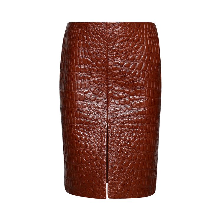 Saint Laurent Jupe Mi Longue 'Rust Brown/Brown'