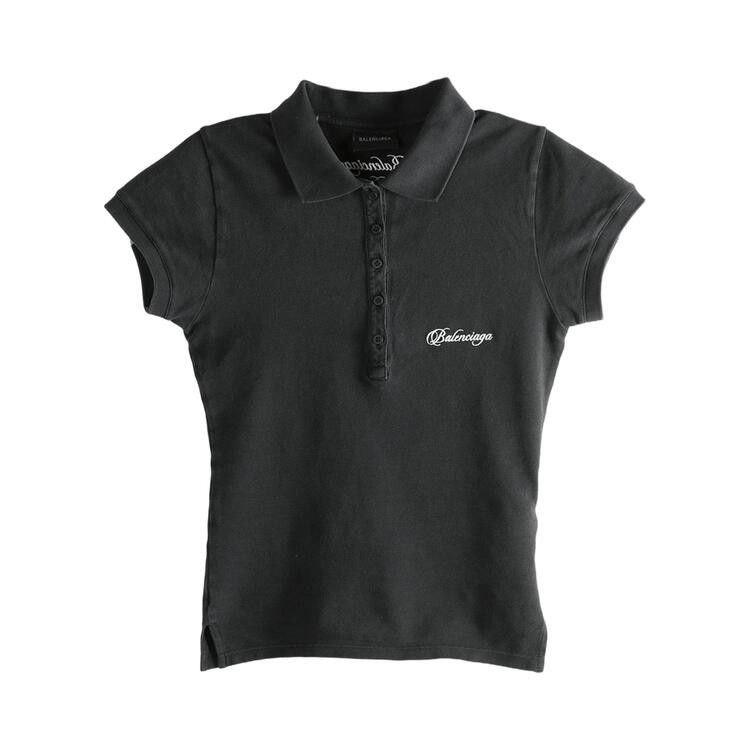 Balenciaga Cropped Polo T-Shirt 'Washed Black/White'