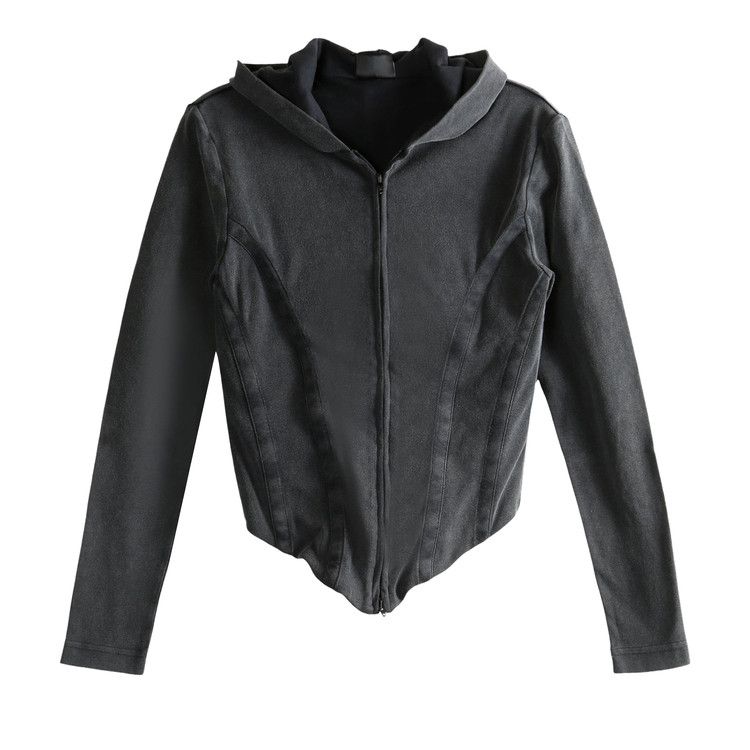 Balenciaga Corseted Zip Up Hoodie 'Washed Black'