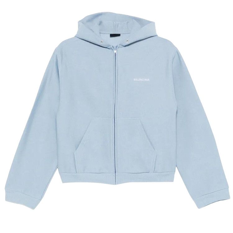 Balenciaga Standard Zip Hoodie 'Light Blue/White'
