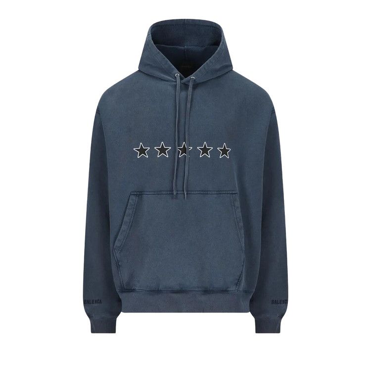 Balenciaga Oversized Drawstring Hoodie 'Washed Navy'