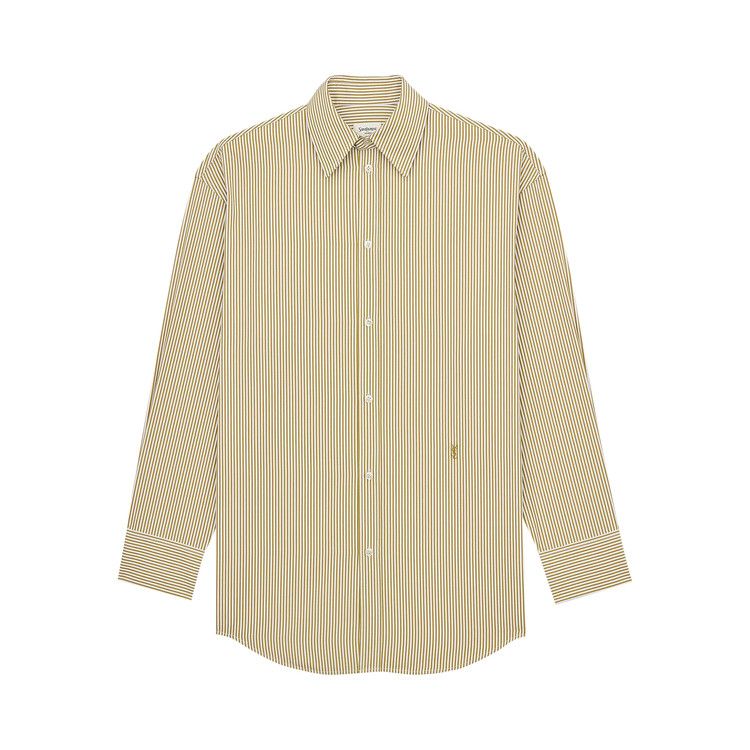 Saint Laurent Embroidered Shirt 'Khaki/Blanc'