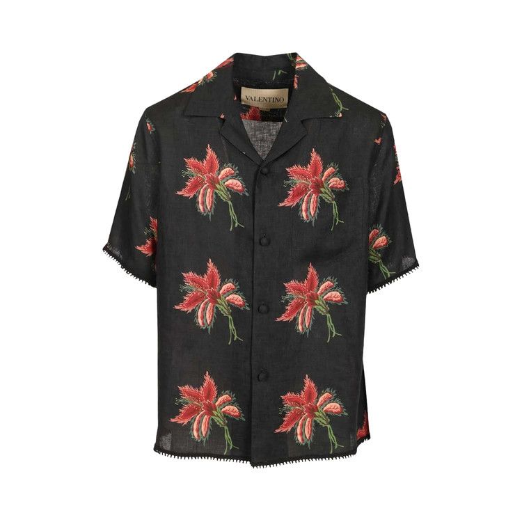 Valentino Camicia Maniche Corte 'Nero/Magenta/Rosa/Verde'