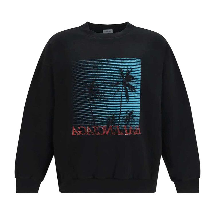 Balenciaga Palm-Print Cotton Sweater 'Black'
