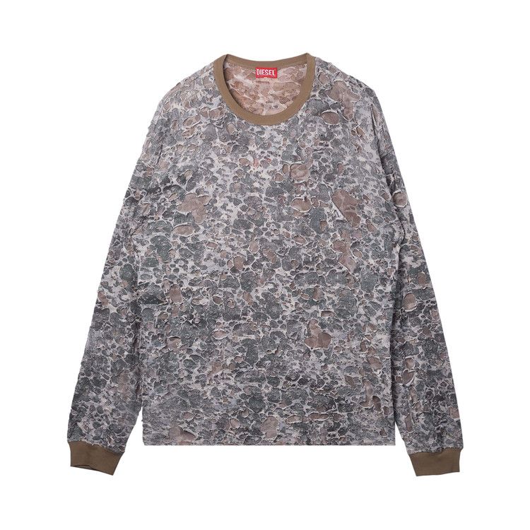 Diesel Camo Burn Out Print Long-Sleeve T-Shirt 'Beige'