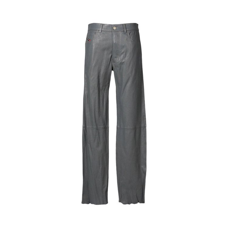 Diesel Regular Fit Leather Trousers 'Grey'