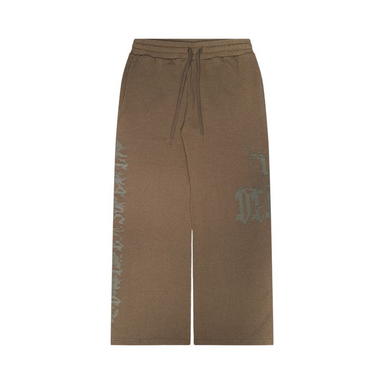 Diesel Treated Cotton Wide Leg Sweatpants 'Brown'