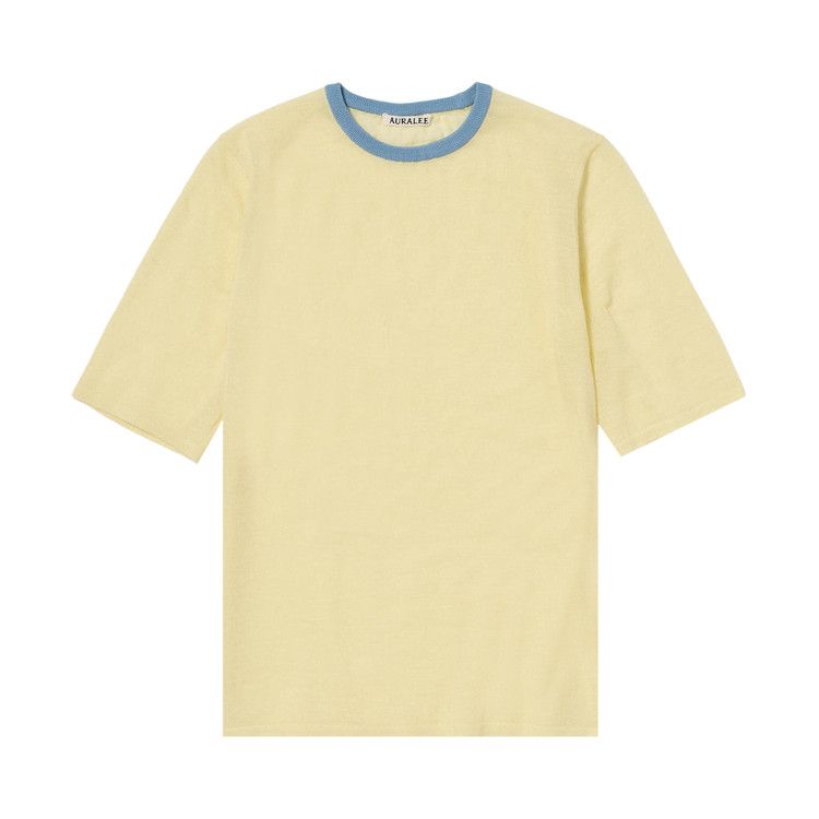 Auralee Hard Twist High Gauge Wool Silk Knit Tee 'Pale Yellow'