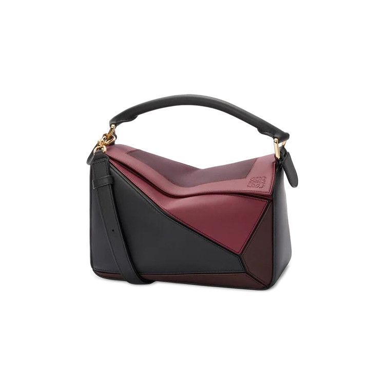 Loewe Small Puzzle Bag In Nappa Calfskin 'Black/Burgundy'