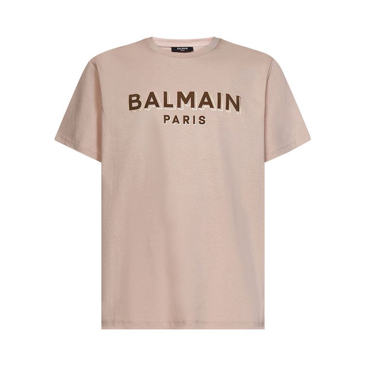 Balmain Oversized Flocked Logo T-Shirt 'Nude/Mole/Gold'