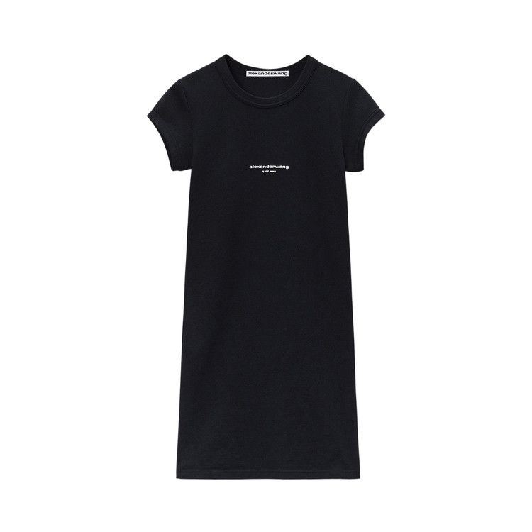 Alexander Wang Logo Fitted Short Sleeve Mini Dress 'Black'
