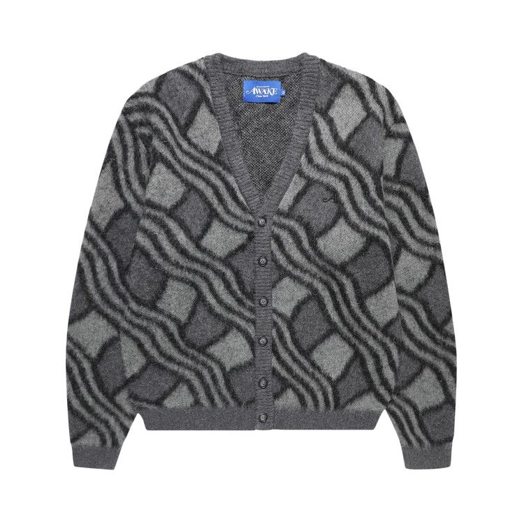 Awake NY Wavy Jacquard Cardigan 'Charcoal/Grey'