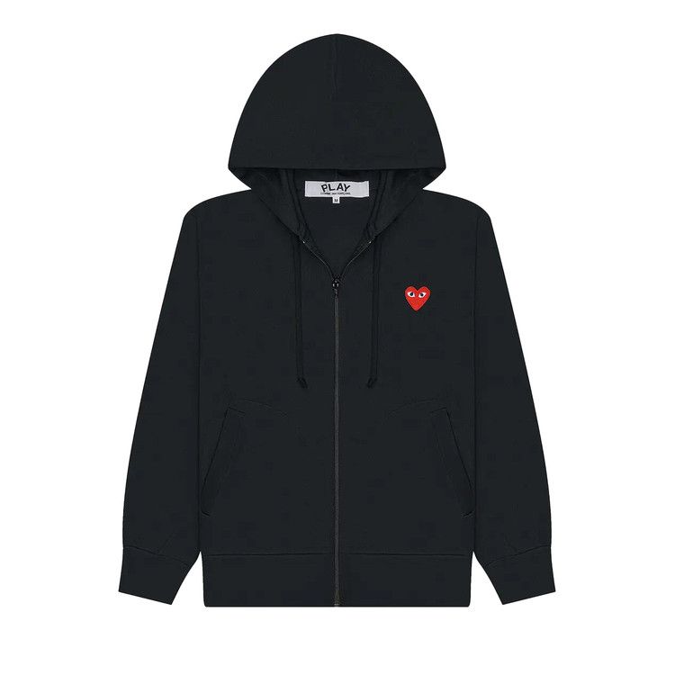 Comme des Garçons PLAY Heart Emblem Zip-Up Hoodie 'Black'