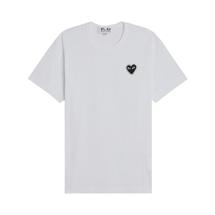 Comme des Garçons PLAY Emblem Rhinestone Heart T-Shirt 'White/Black'