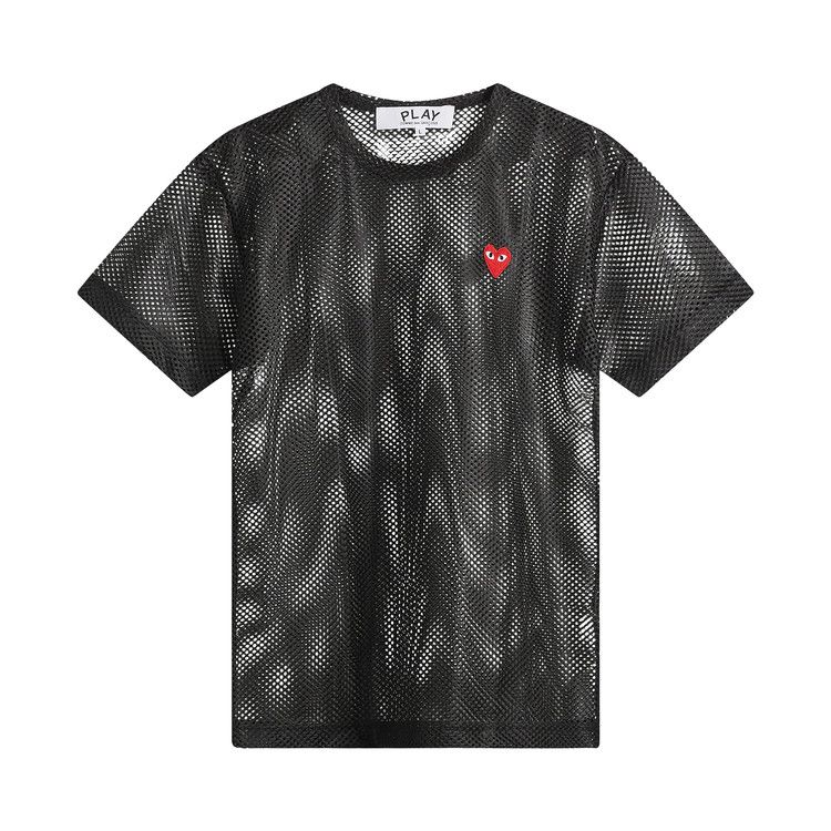 Comme des Garçons PLAY Mesh Red Emblem T-Shirt 'Black'