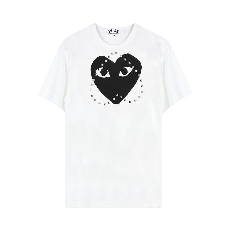 Comme des Garçons PLAY Logo Heart Print Studded Tee 'White'