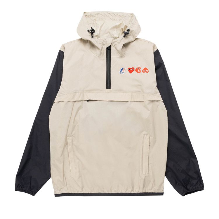 Comme des Garçons PLAY x K-Way Full Zip Hoodie 'Beige/Black'