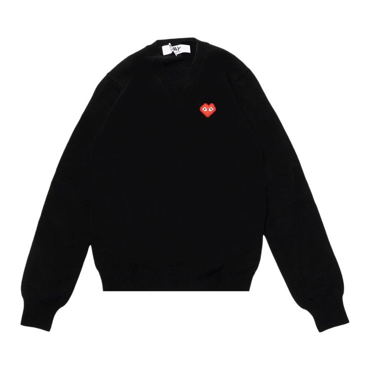 Comme des Garçons PLAY Heart V Neck Pullover 'Black'