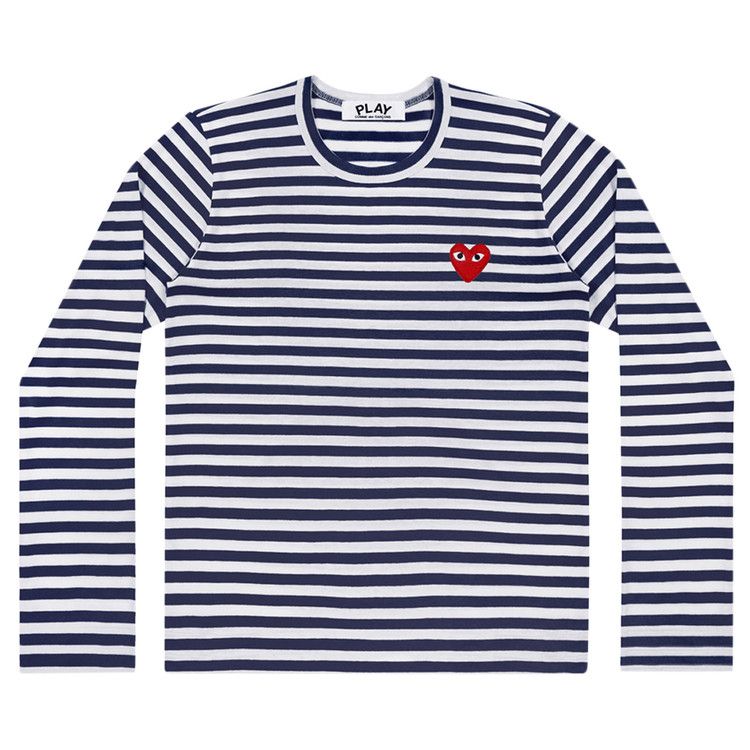 Comme des Garçons PLAY Heart Logo Long-Sleeve Stripe Shirt 'White Navy'