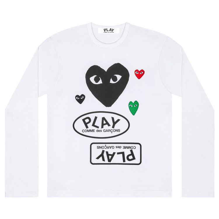 Comme des Garçons PLAY Multi Logo Long-Sleeve T-Shirt 'White'