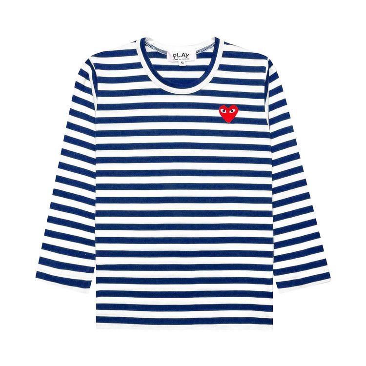 Comme des Garçons PLAY Striped Long Sleeve T-Shirt 'White/Blue'