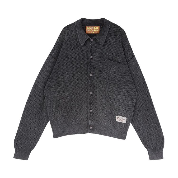 Brain Dead Pigment Dye Long-Sleeve Polo Sweater 'Ink'