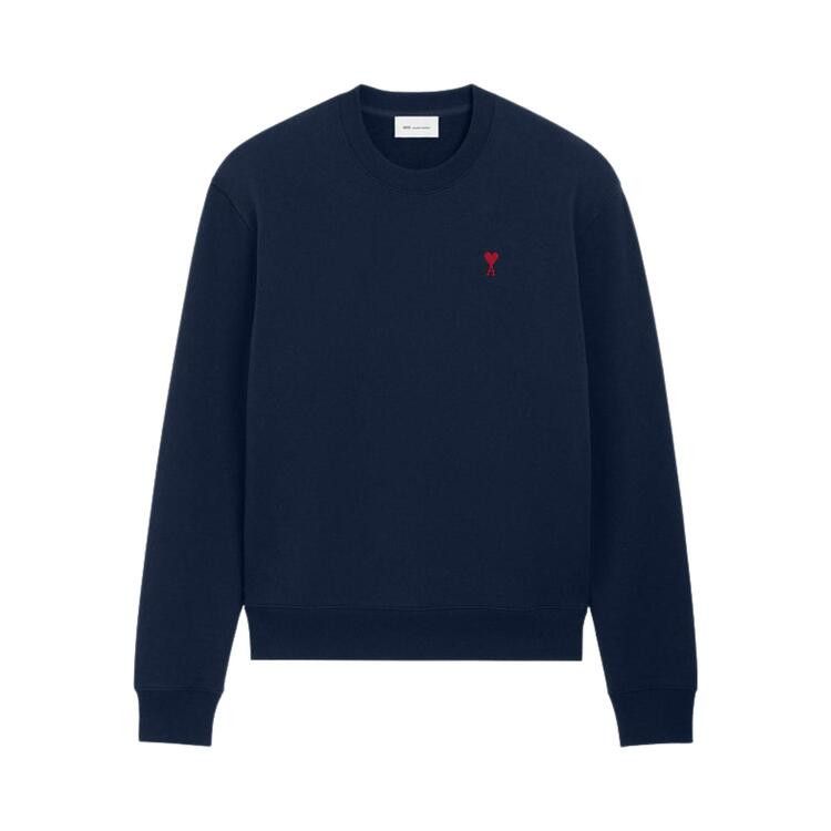 Ami Quota Sweatshirt With Red De Coeur 'Bleu Nuit'