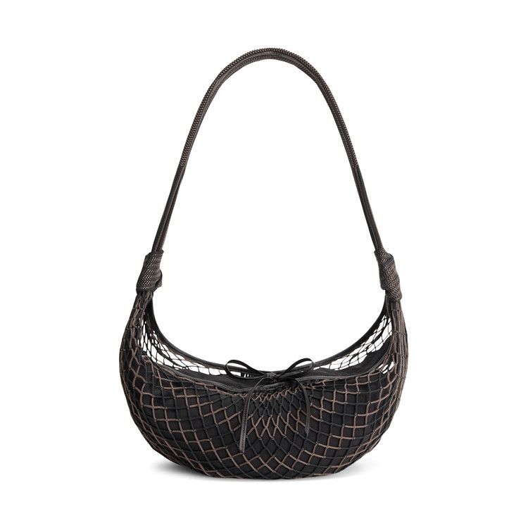 Lemaire Croissant Filt Bag 'Chevron Marron Glacé/Black'