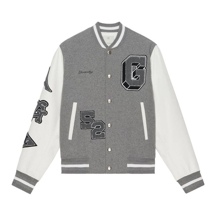 Givenchy Logo Embroidered Bomber Jacket 'Grey/White'
