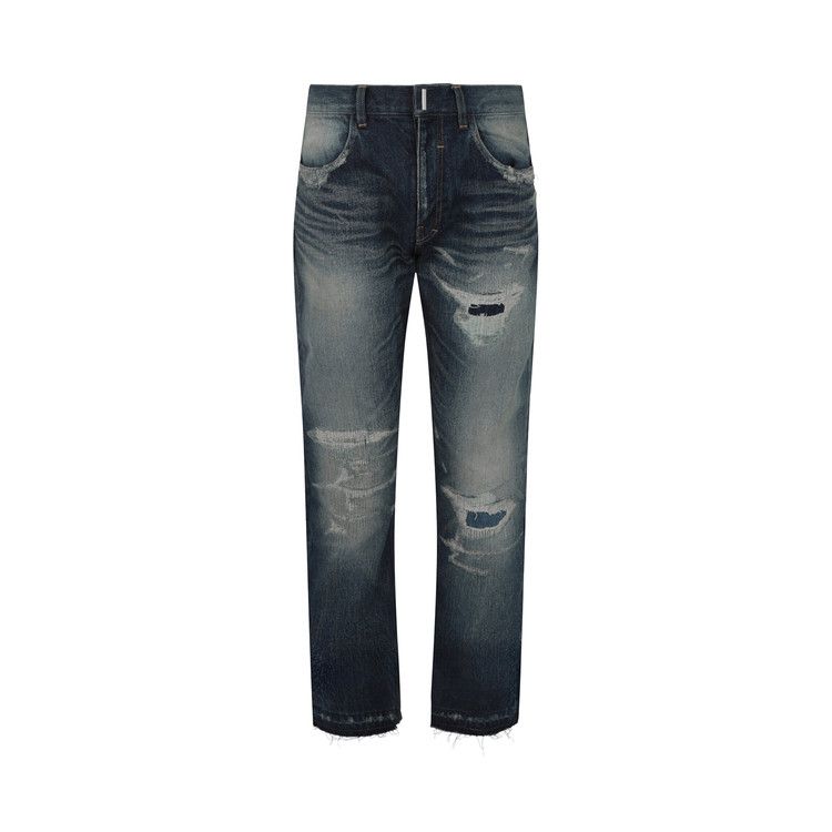 Givenchy Distressed Straight Fit 5 Pocket Jeans 'Light Blue'