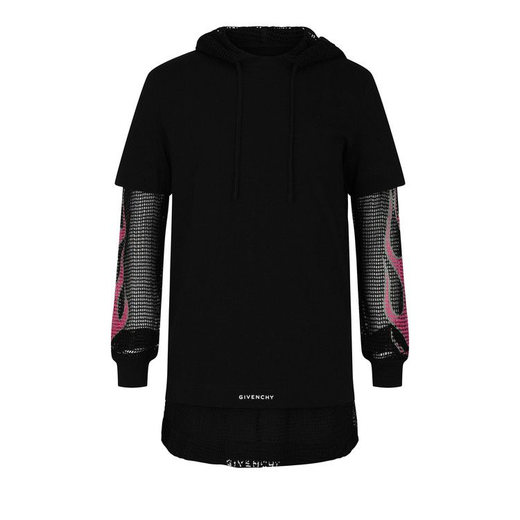 Givenchy Overlapped Hooded T-Shirt In Cotton/Mesh 'Black'