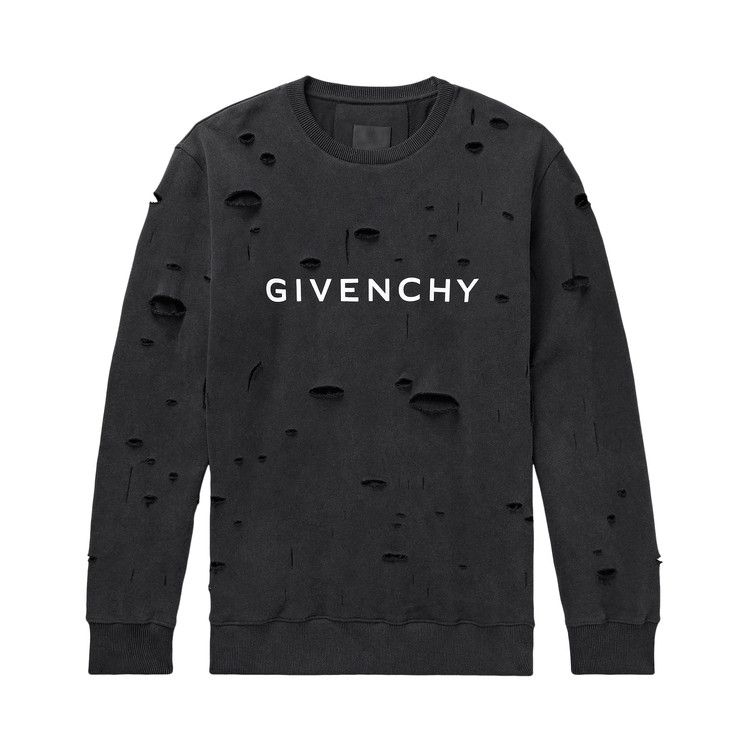 Givenchy Logo Printed Distressed Crewneck Sweatshirt 'Black'
