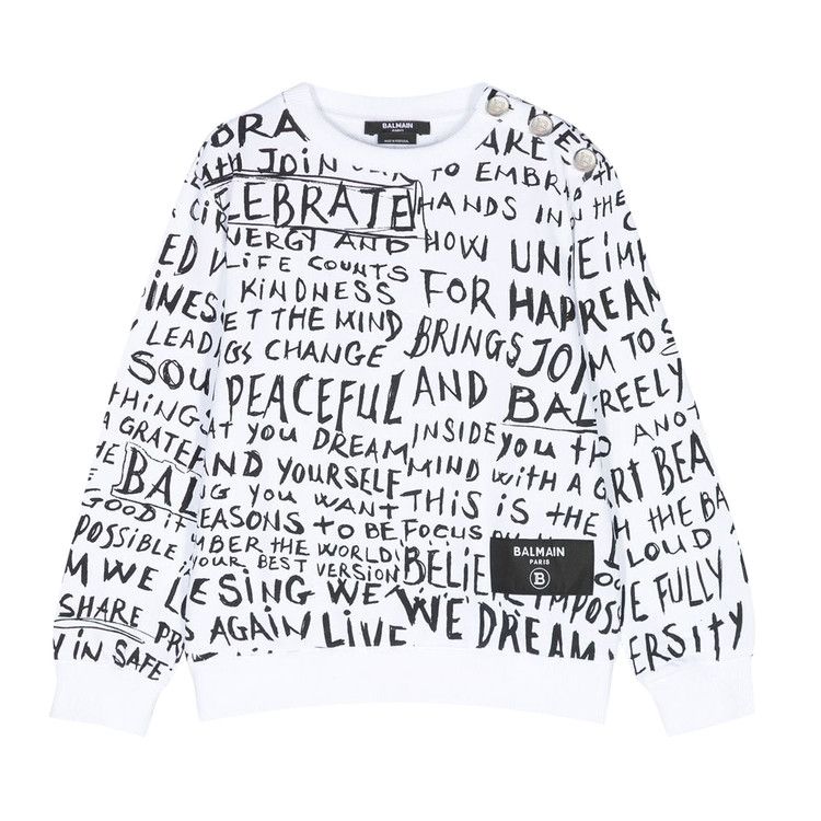 Balmain Kids Graphic Print Long-Sleeve T-shirt 'White'