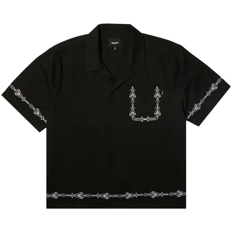 HUF Pinstripe Emb Short-Sleeve Resort Shirt 'Black'
