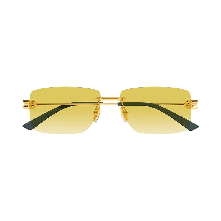 Bottega Veneta Rectangular Sunglasses 'Gold/Yellow'