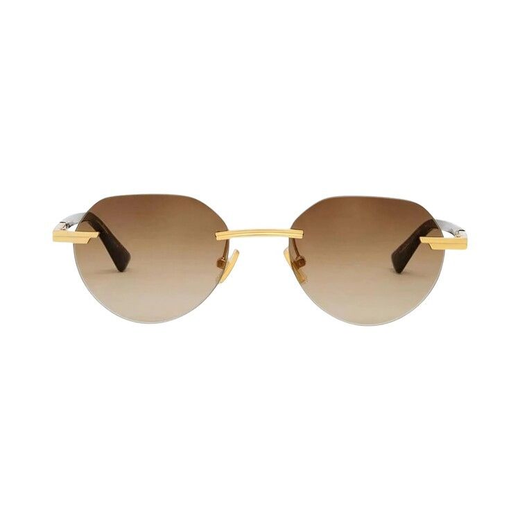 Bottega Veneta Gold Round Sunglasses 'Gold/Brown'