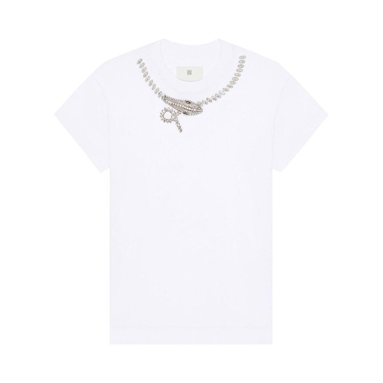 Givenchy Crystals Snake Slim Fit T-Shirt 'White'