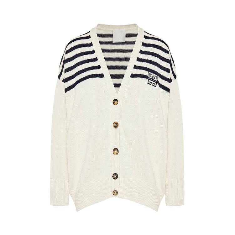 Givenchy V-Neck Cardigan 'White/Navy'