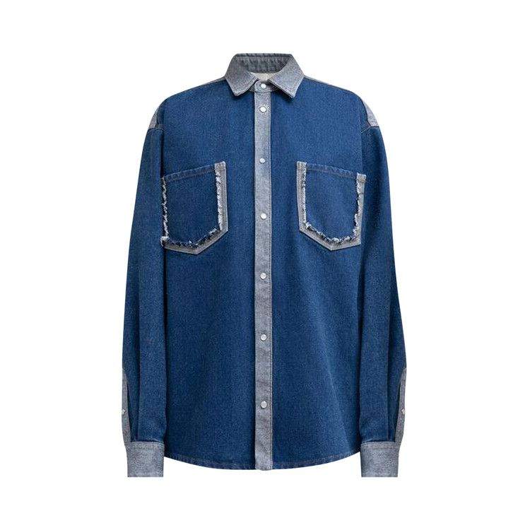 Marni Bleached Coated Denim Shirt 'Ocean'