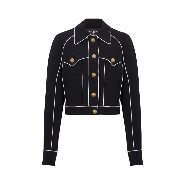 Balmain Buttoned Contrasted Western Crepe Jacket 'Black'