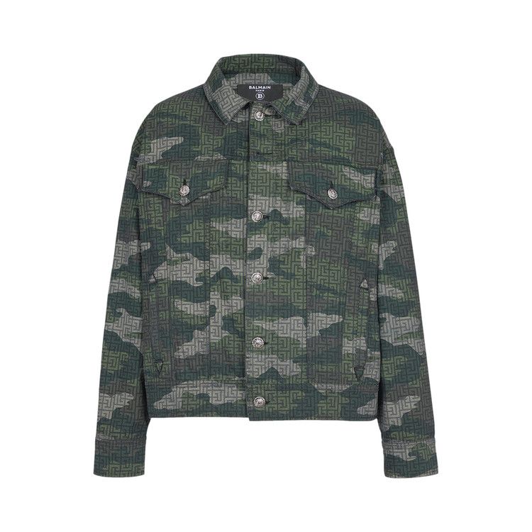 Balmain Camouflage Monogram Western Denim Jacket 'Multicolor/Khaki'