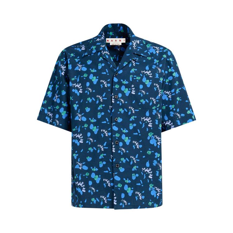 Marni Boxy Fit Popeline Bowling Shirt 'Ink'