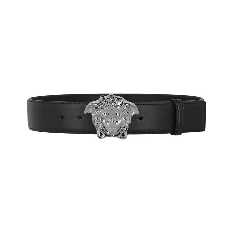 Versace La Medusa Leather Belt 'Black/Ruthenium'