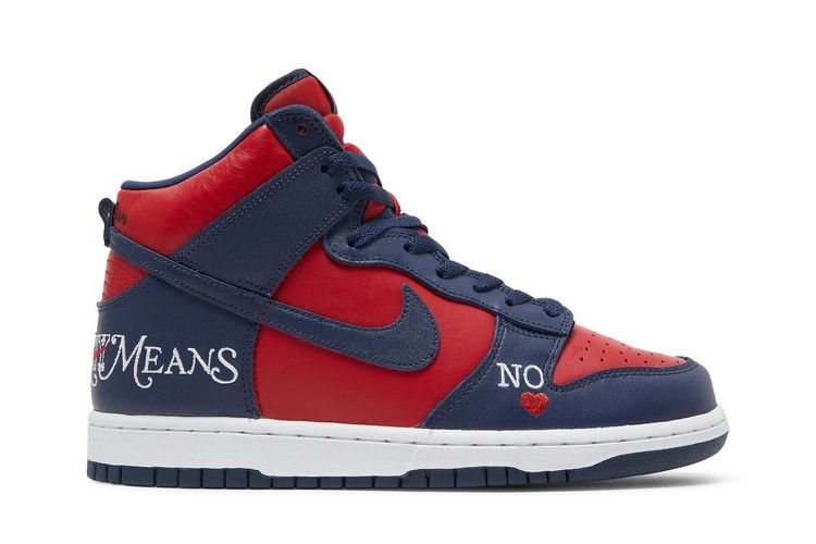 Supreme x Nike Dunk High SB 'By Any Means - Red Navy'