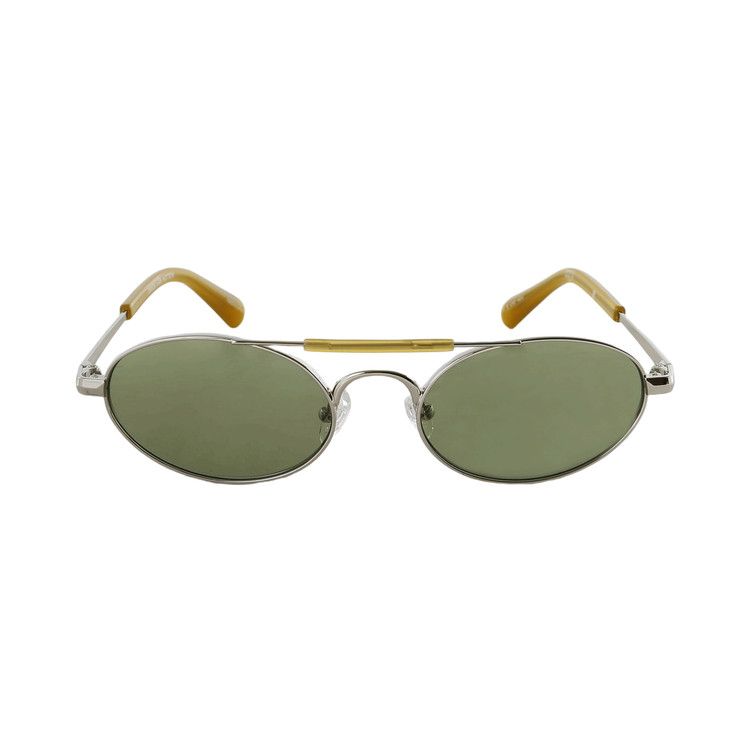 Dries Van Noten x Linda Farrow Oval Lenses Sunglasses 'Silver/Ocra/Green'