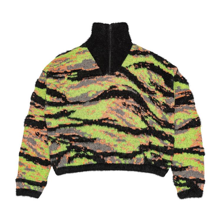 ERL Jacquard Tiger Sweater 'Green Rave Camo'
