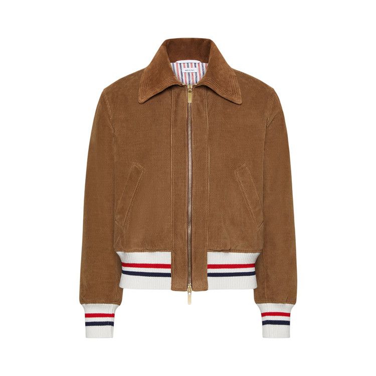 Thom Browne Wale Corduroy Cropped Flight Jacket 'Brown'