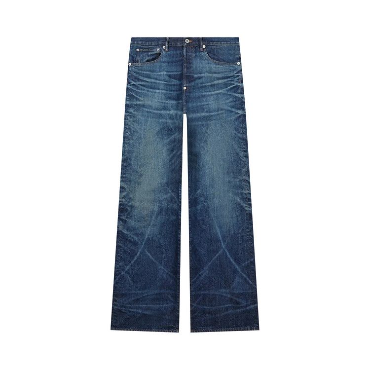 Kenzo Turn Up Wide Fit Jeans 'Stone Bleached Dirty Blue Denim'