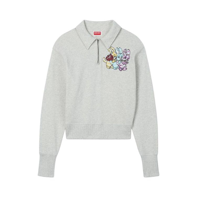 Kenzo Cartoon Embroidered Chapman Half Zip Sweatshirt 'Grey'