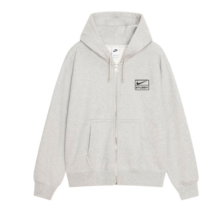 Nike x Stussy Stone Washed Fleece Zip Hoodie 'Grey Heather'